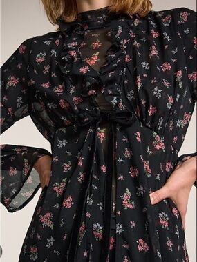 NWT Old Navy x Anna Sui Chiffon Tie-Front Duster